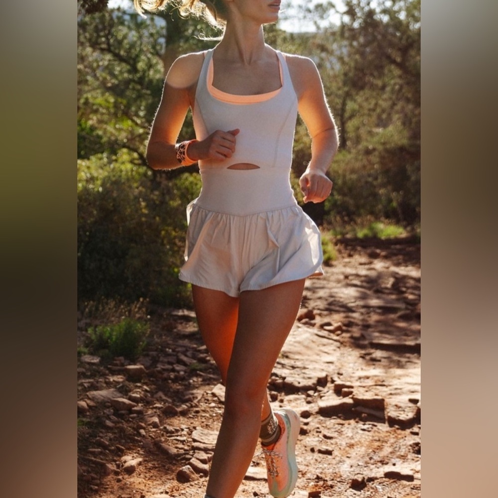 Free People Movement Righteous Runsie White Athletic Workout Romper Size Small
